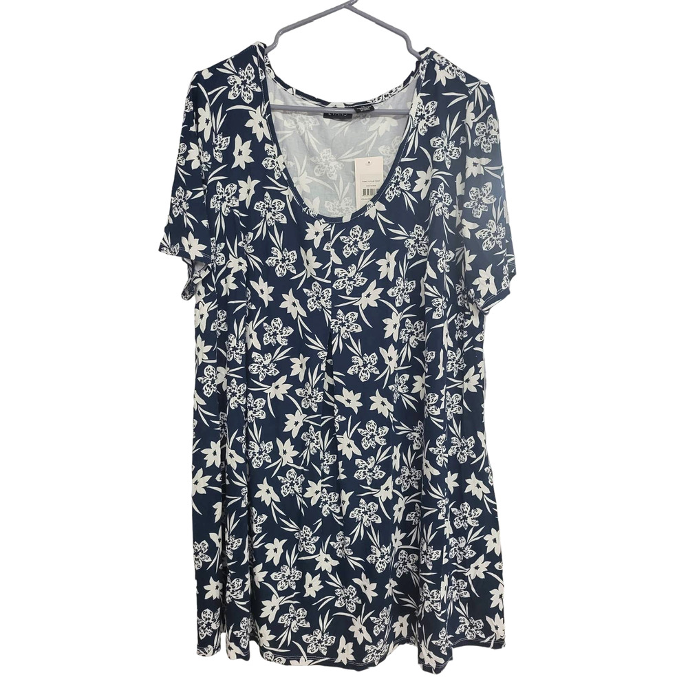 Evans Tunic Luv Print Short Sleeve Top in Freesia Floral - Size 16